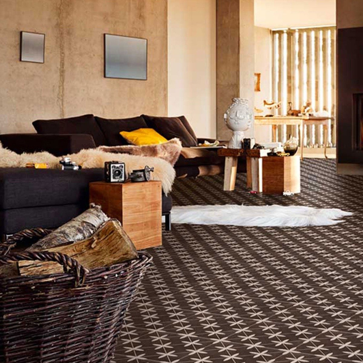 Potton Black Pattern Ceramic Tile 450x450mm