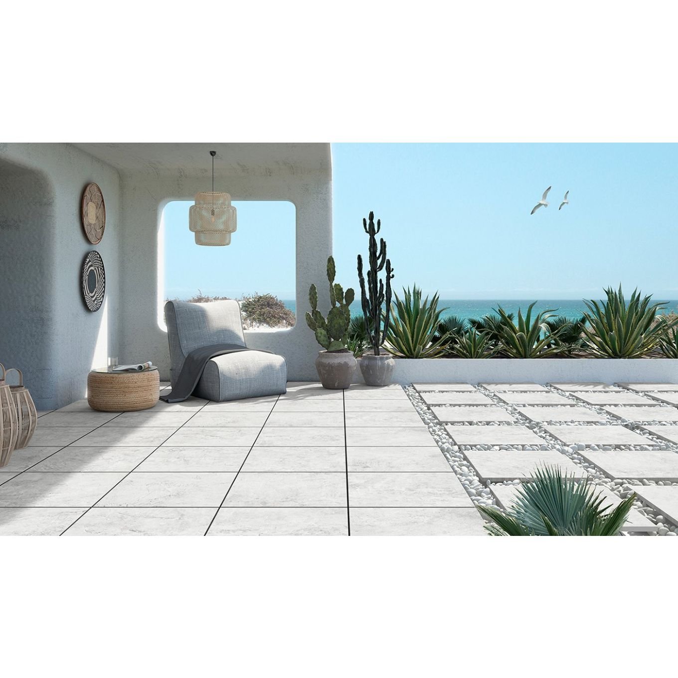 Donovan White Outdoor Porcelain Tile 600x1200mm