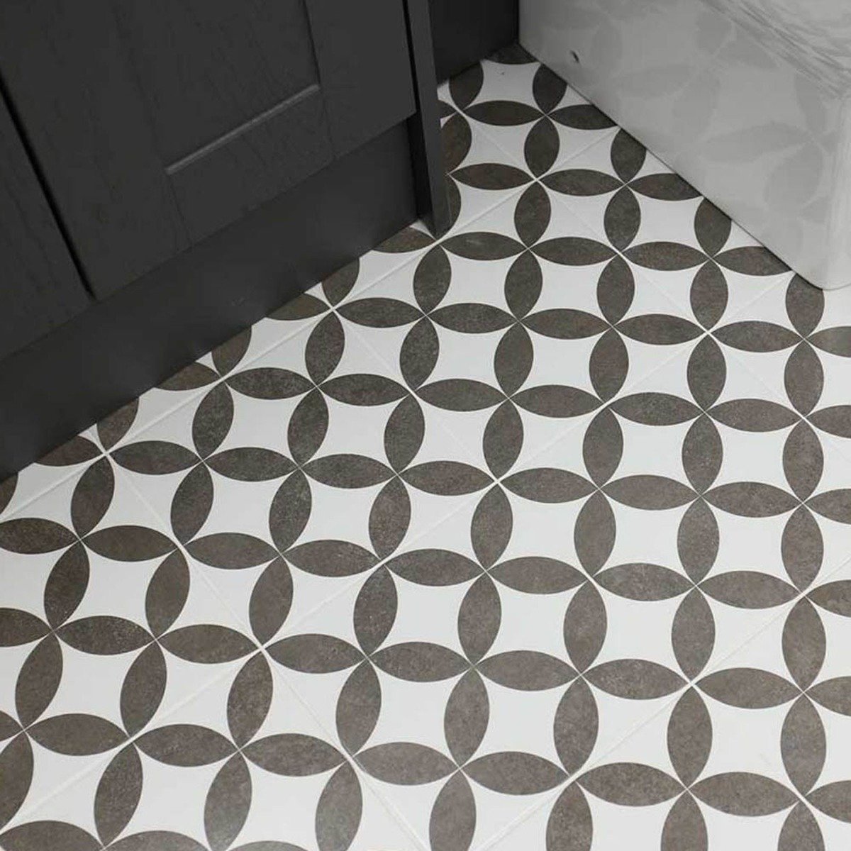 Ripley Black & White Pattern Ceramic Tile 450x450mm