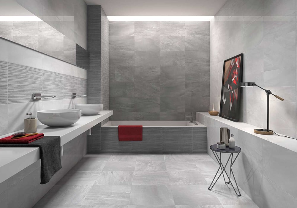 Fin Grey Decor Ceramic Tile 333x550mm