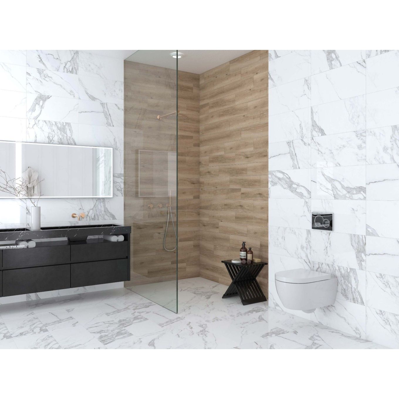 Infinite White Gloss Porcelain Tile 300x600mm