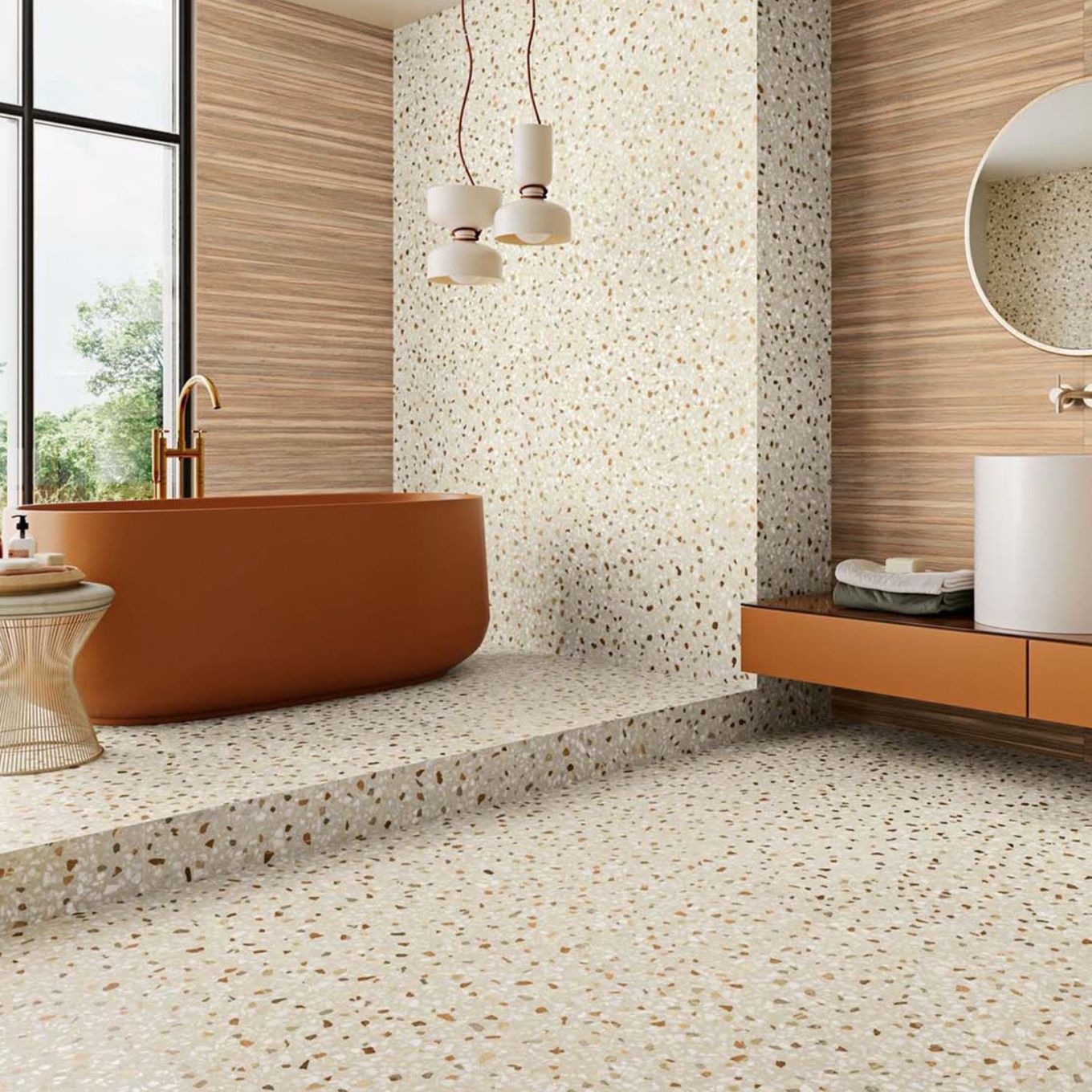 Soprano Crema Matt Terrazzo Porcelain Tile 1000x1000mm