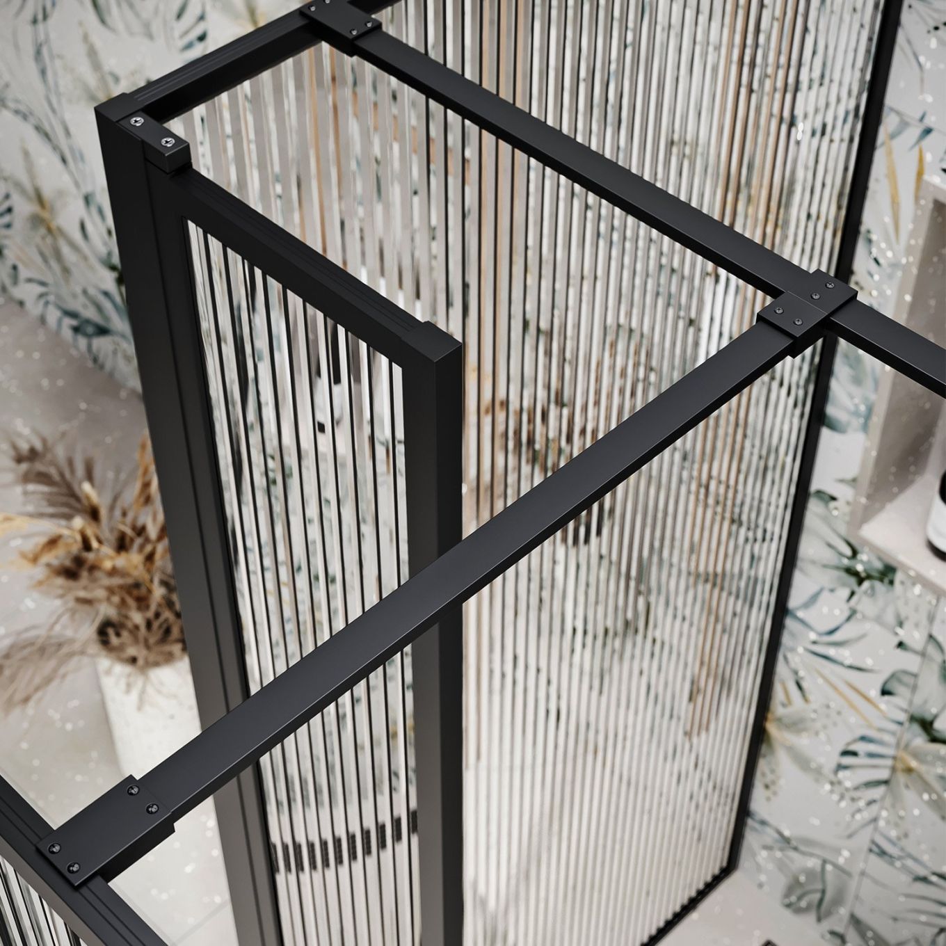 Amien Matt Black Shower Screen T-Junction Support Bar Extension