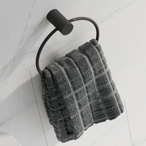 Moray Gunmetal Knurled Towel Ring