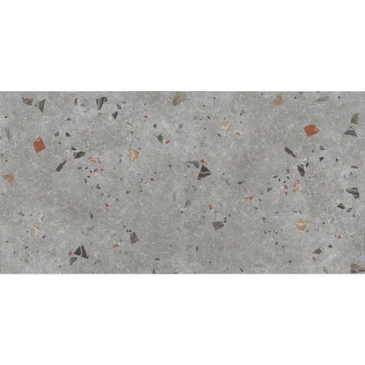 Bono Silver Grey Matt Porcelain Terrazzo Tile 600x1200mm