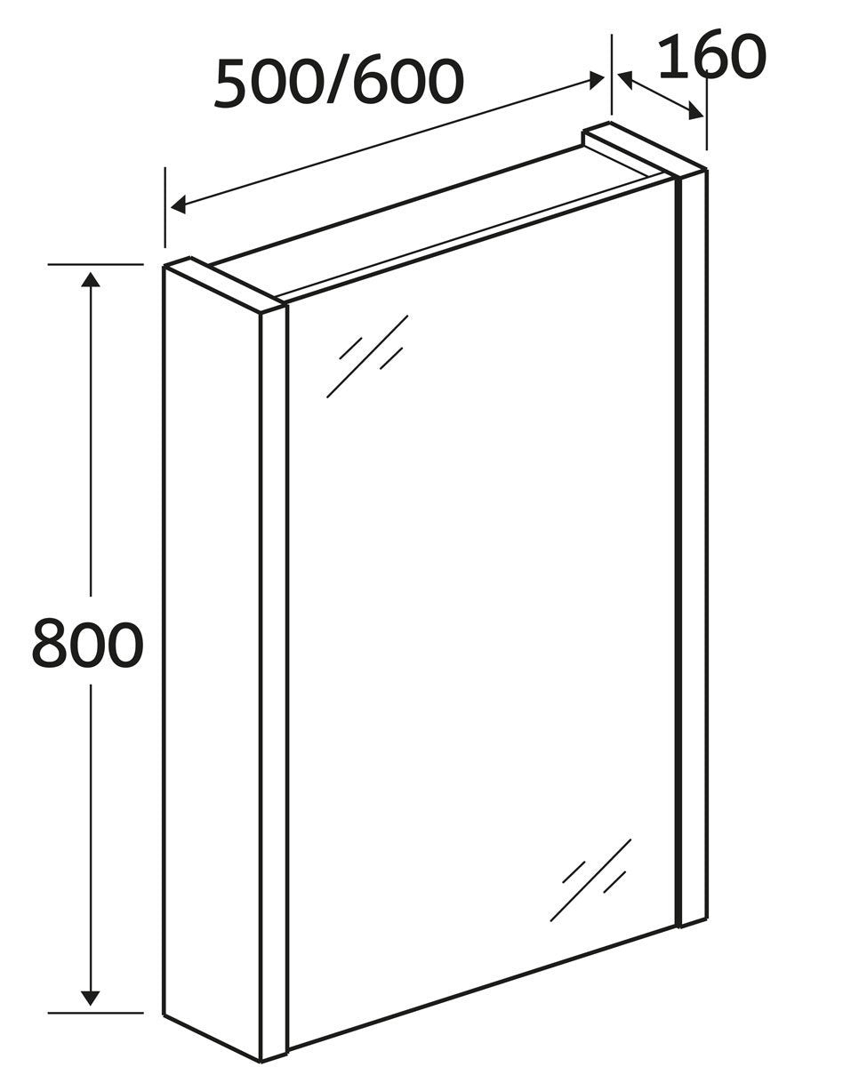 Winslow Light Sawn Oak Single Mirrored Cabinet 500mm