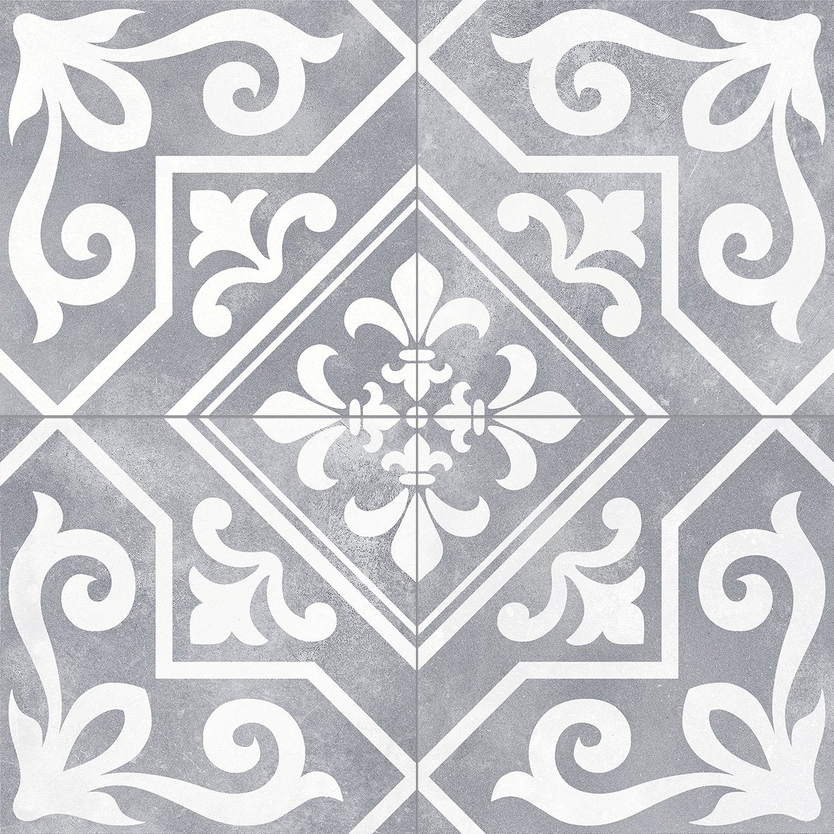 Xabia Silver Reverse Patterned Matt Porcelain Tile 452x452mm