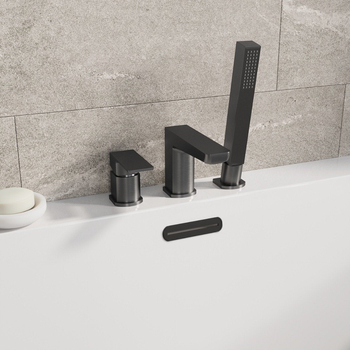 Zena Matt Black 3 Hole Deck Mounted Bath Shower Mixer Tap