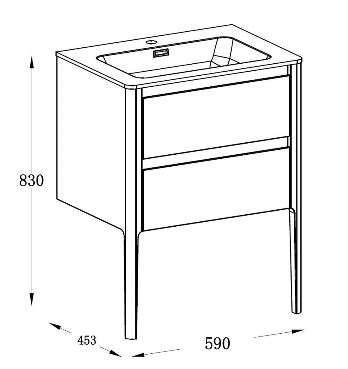 Stonehouse Slate Grey Vanity Unit with Integrated Basin 600mm