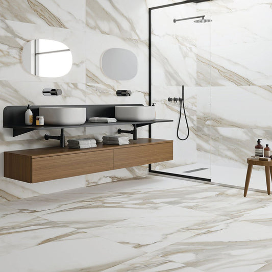 Colchester Beige Marble Matt Porcelain Tile 450x1200mm
