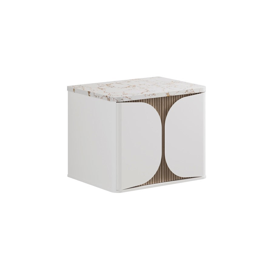 Tambour 600mm One Drawer Wall Hung Vanity with Worktop