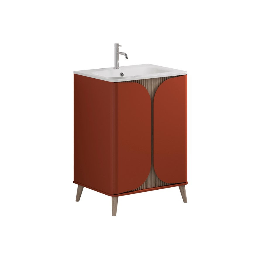 Tambour 600mm Floor Standing Vanity With Doors with 1TH Basin