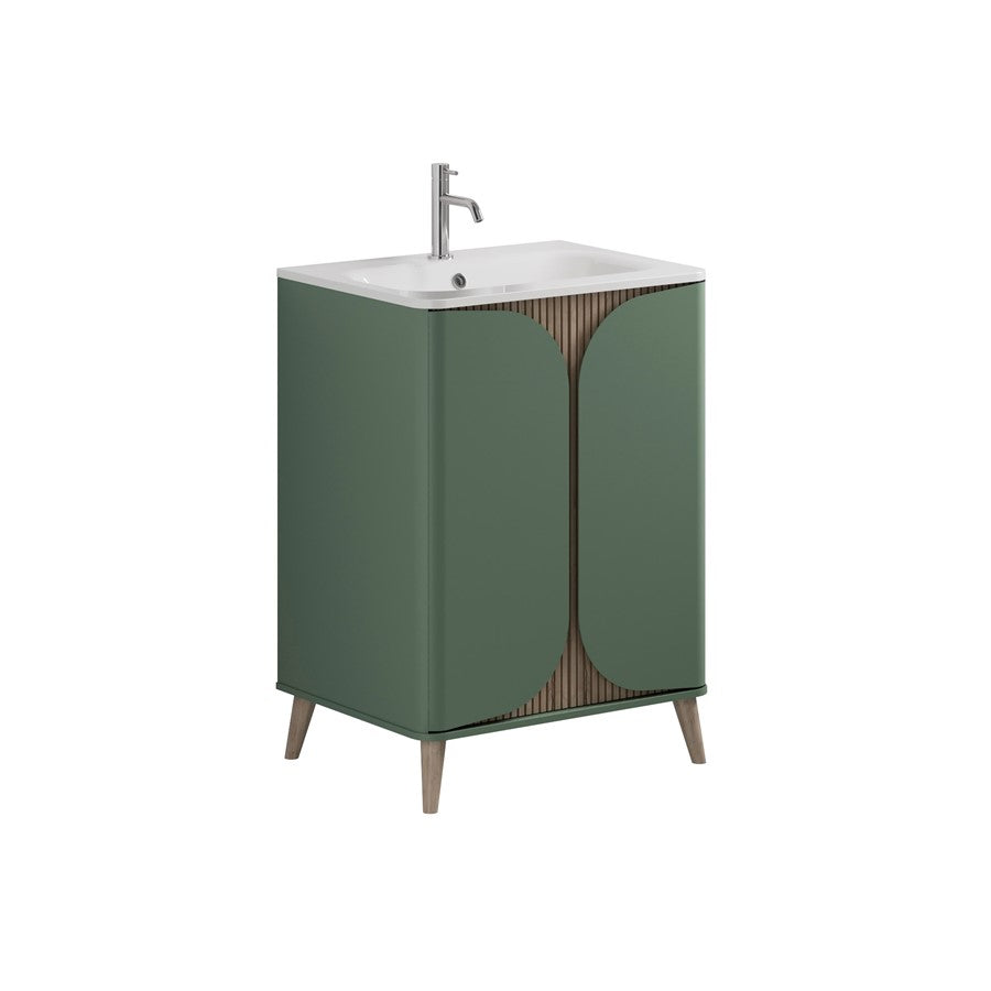 Tambour 600mm Floor Standing Vanity With Doors with 1TH Basin
