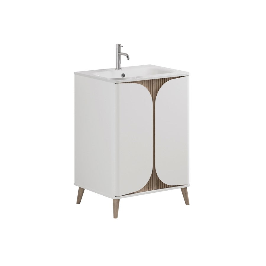 Tambour 600mm Floor Standing Vanity With Doors with 1TH Basin
