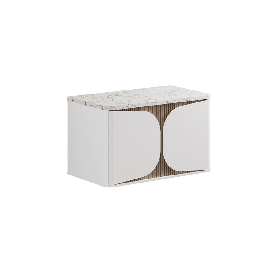 Tambour 800mm One Drawer Wall Hung Vanity with Worktop