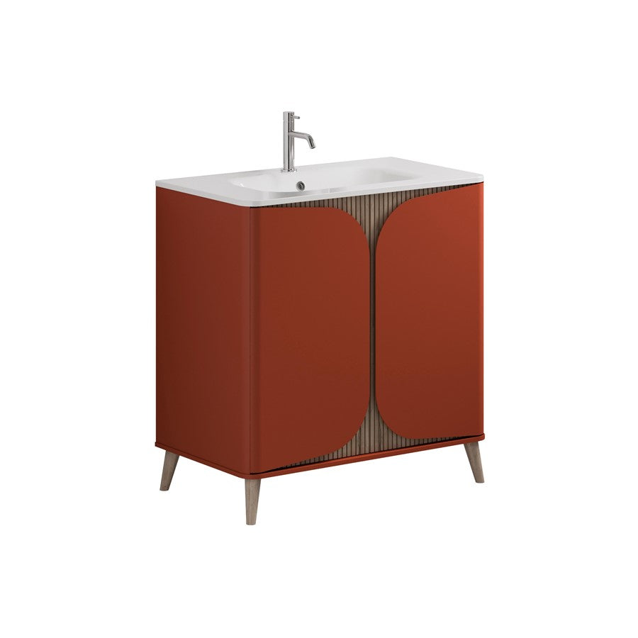 Tambour 800mm Floor Standing Vanity With Doors with 1TH Basin