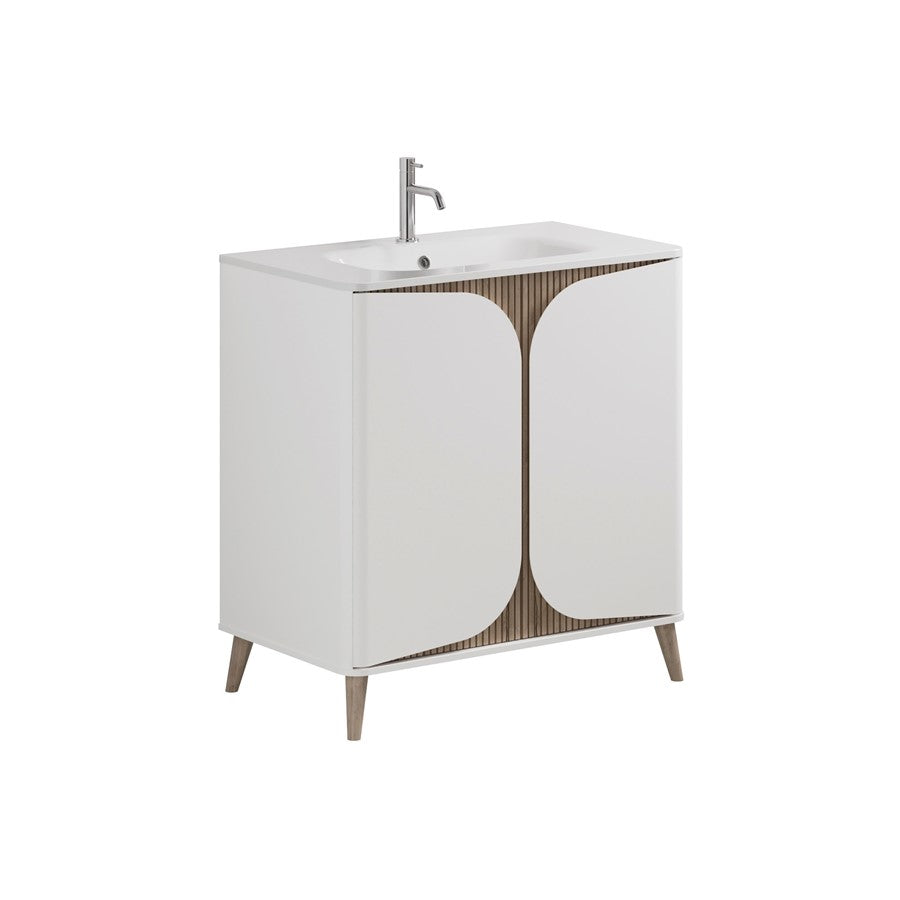 Tambour 800mm Floor Standing Vanity With Doors with 1TH Basin