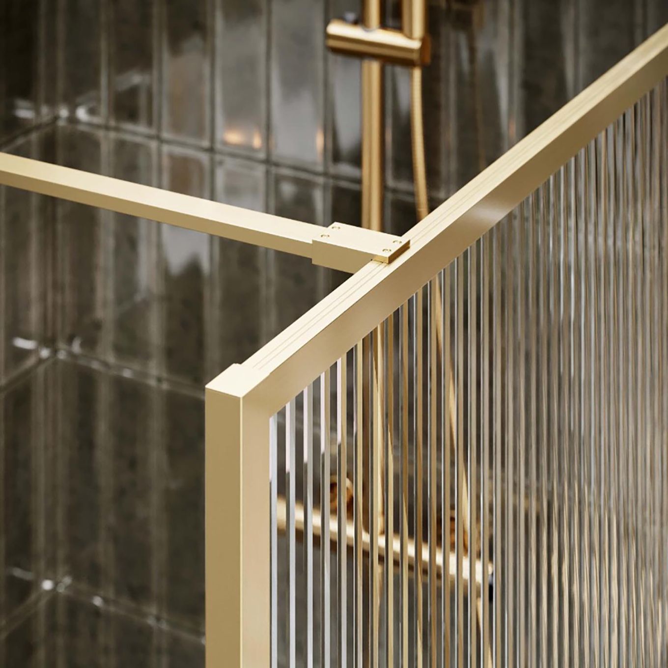 Amien Brushed Gold Shower Screen Straight Support Bar 1200mm