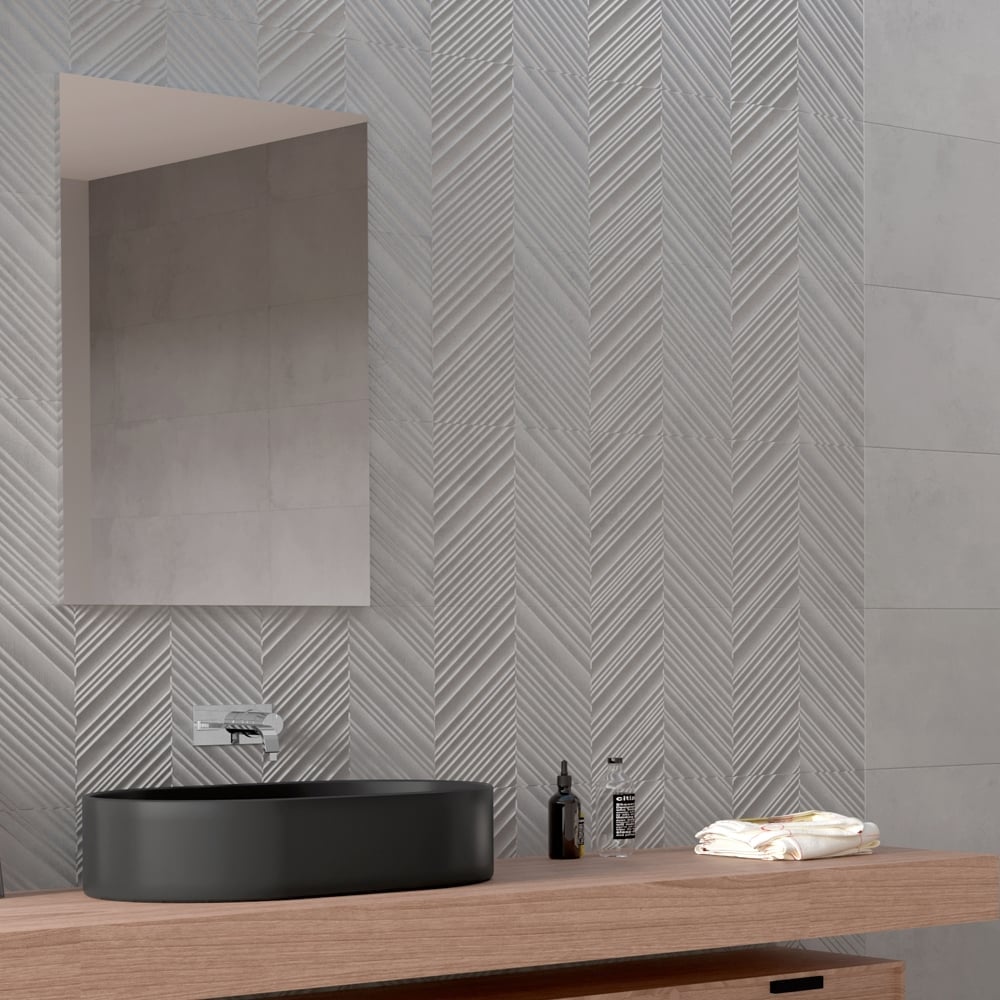 Devo Perla Chevron Ceramic Tile 300x900mm