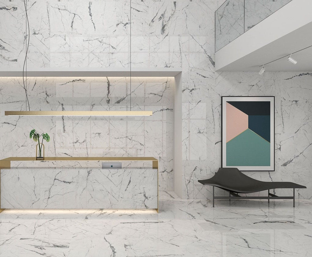 Kelto White Marble Gloss Porcelain Tile 900x900mm