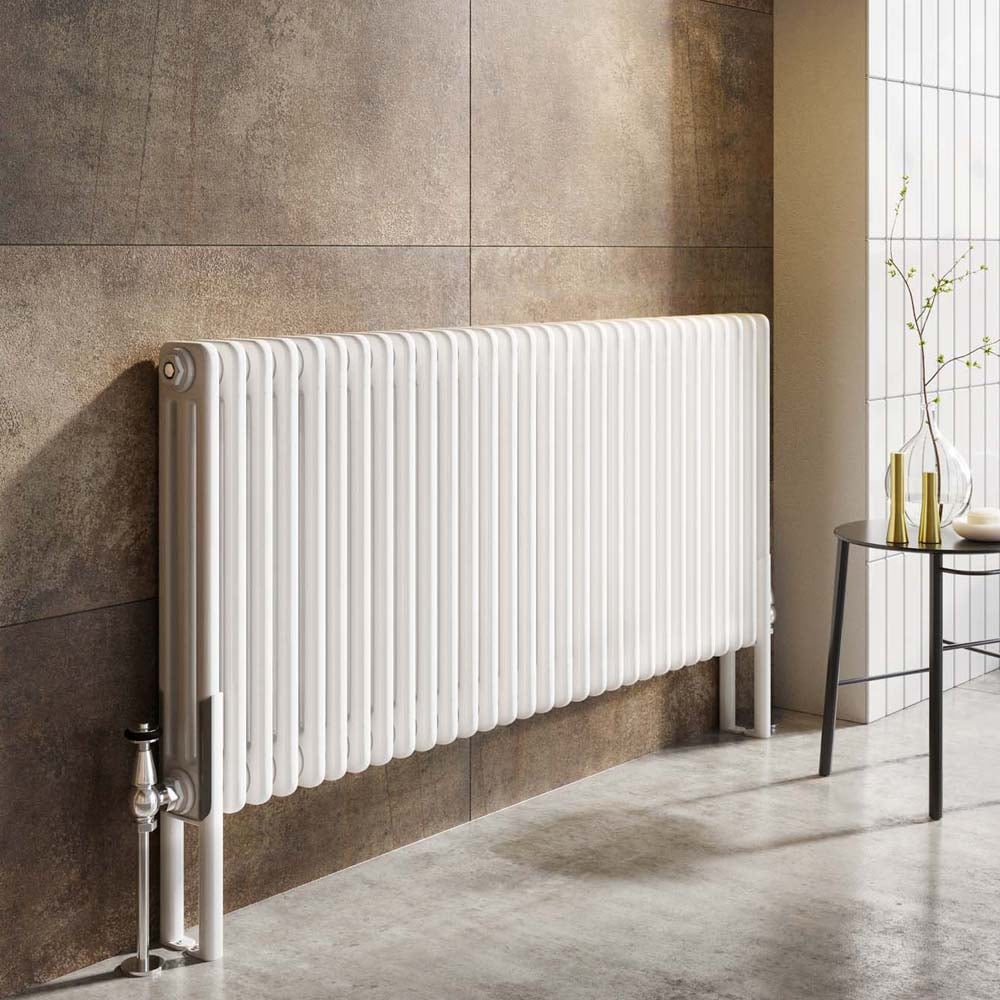 Upton White Pair of Double Column Radiator Feet