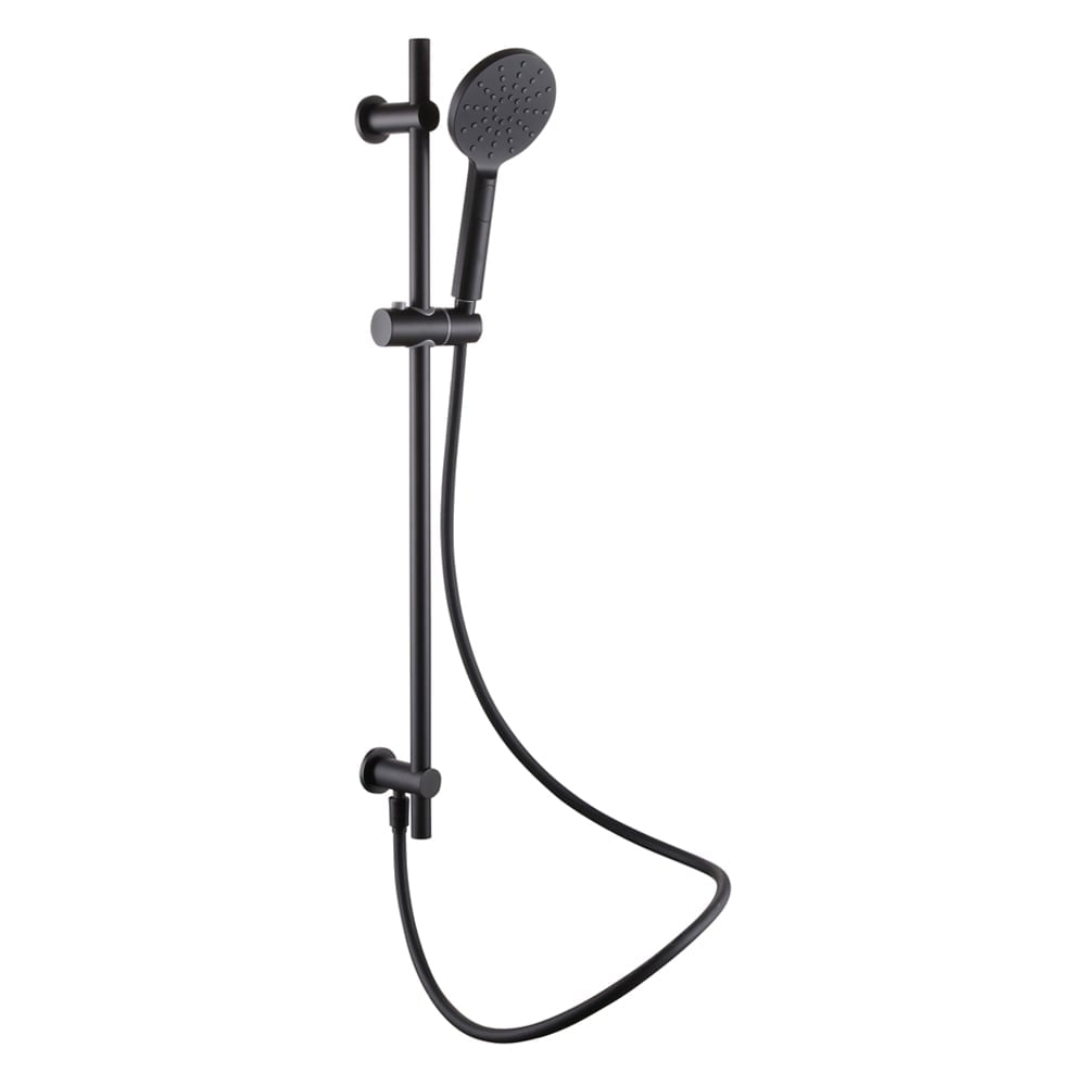 Zena Matt Black Round Shower Slide Rail Kit