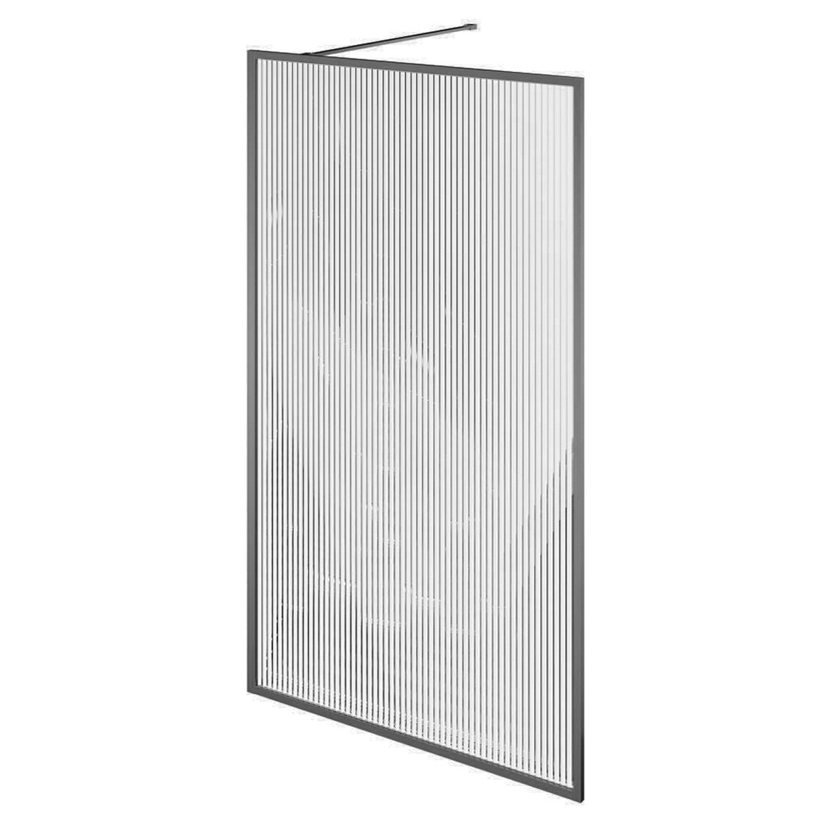 Amien Gunmetal Framed Fluted Glass Shower Screen 1080mm