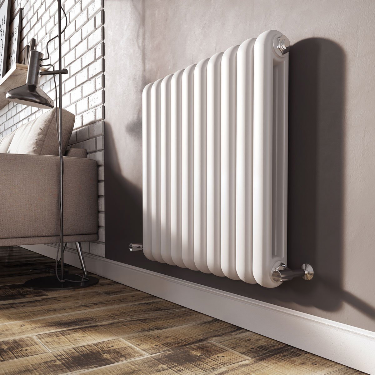 Etam White Horizontal Column Radiator 600x622mm