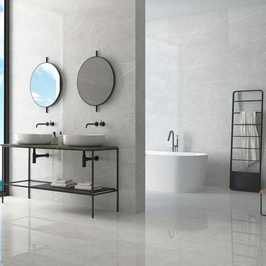 Enigma Silver Polished Porcelain Tile 1200x600mm