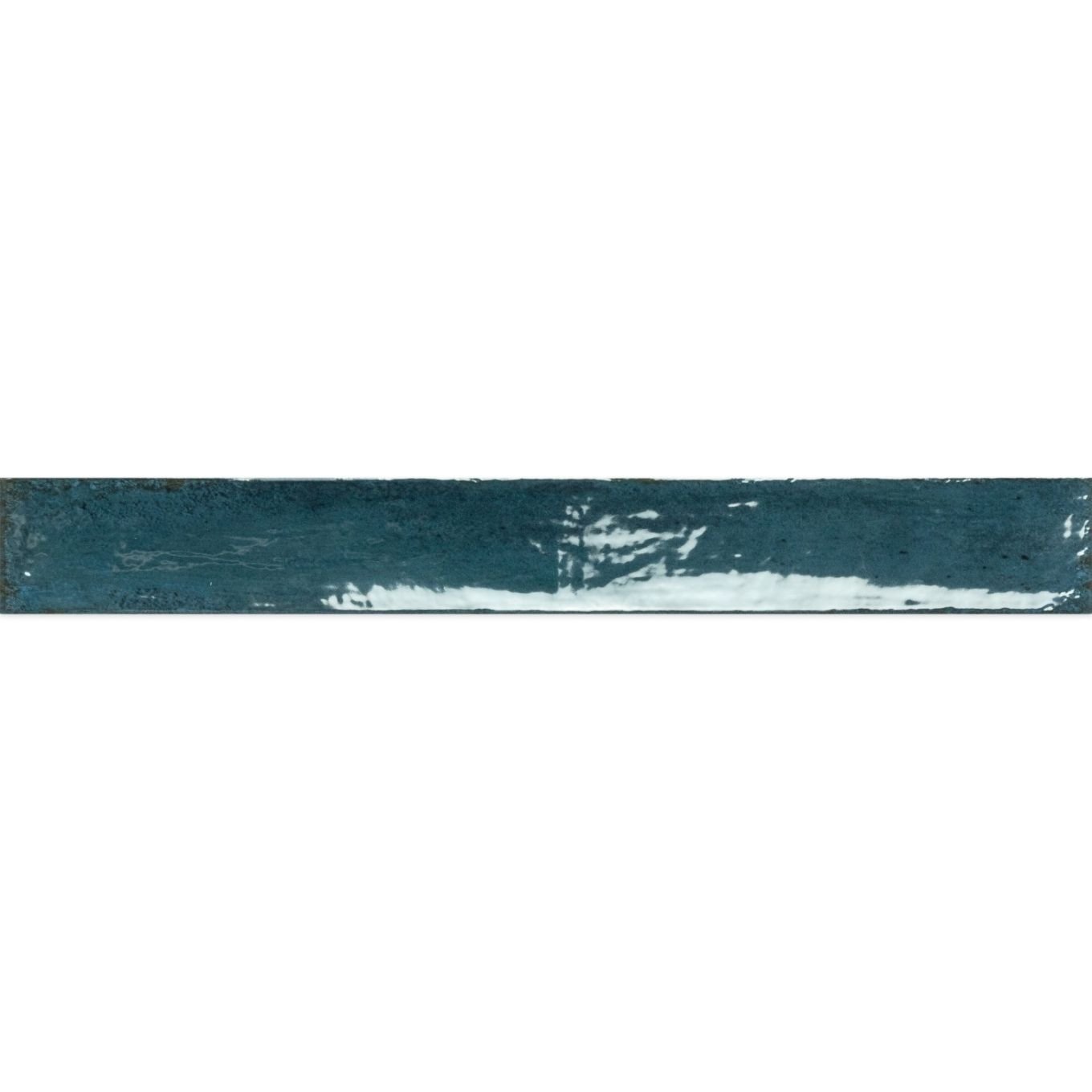 Capri Blue Gloss Ceramic Brick Tile 400x50mm