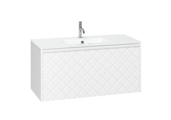 Vergo 1000 Single Drawer Unit with Ice White Glass Basin