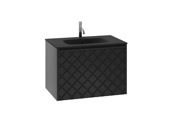 Vergo 700 Single Drawer Unit with Midnight Black Glass Basin