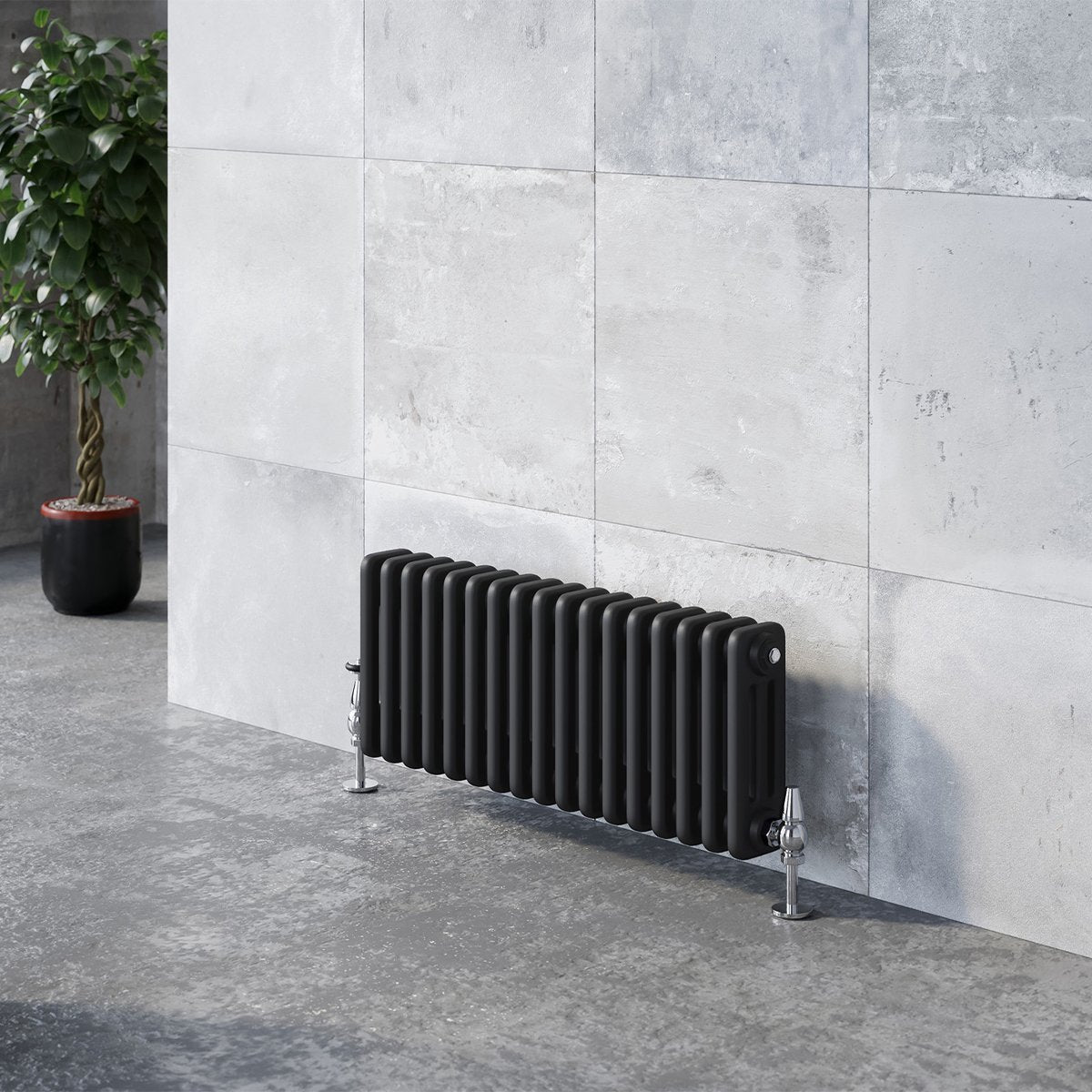 Upton Matt Black Triple Horizontal Column Radiator 400x1010mm