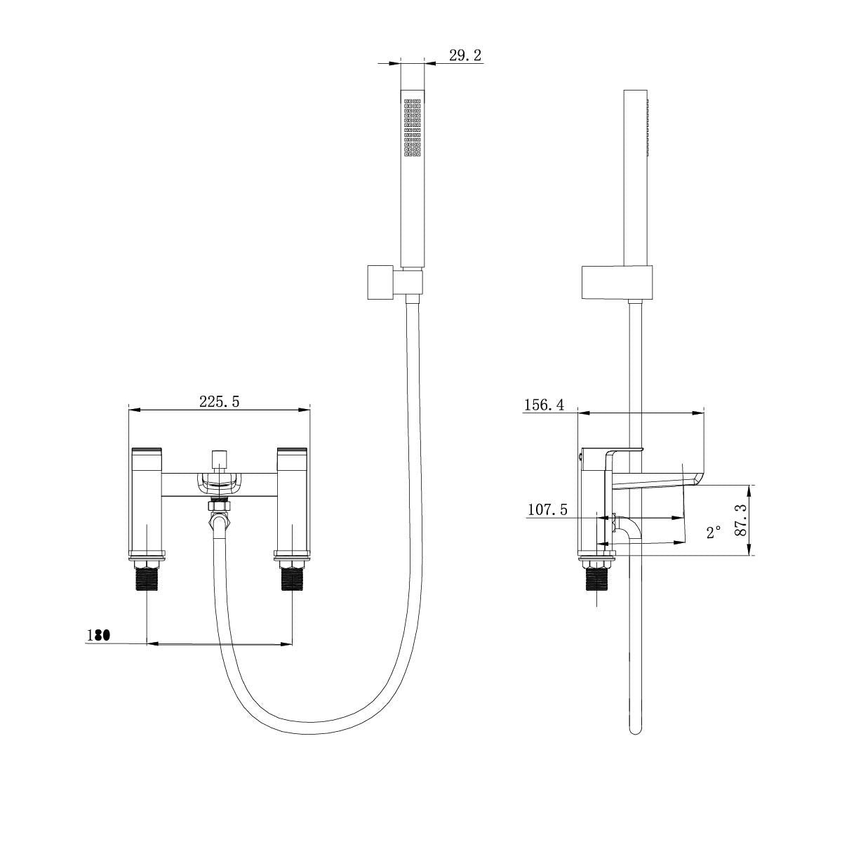 Zena Matt Black Bath Shower Mixer Tap