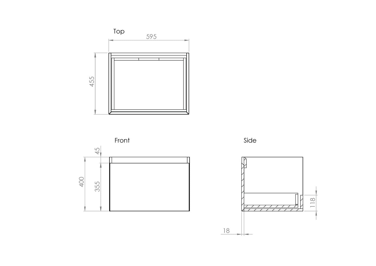 Saneux UNI 60cm Wall Mounted Unit with 1 or 2 Drawers