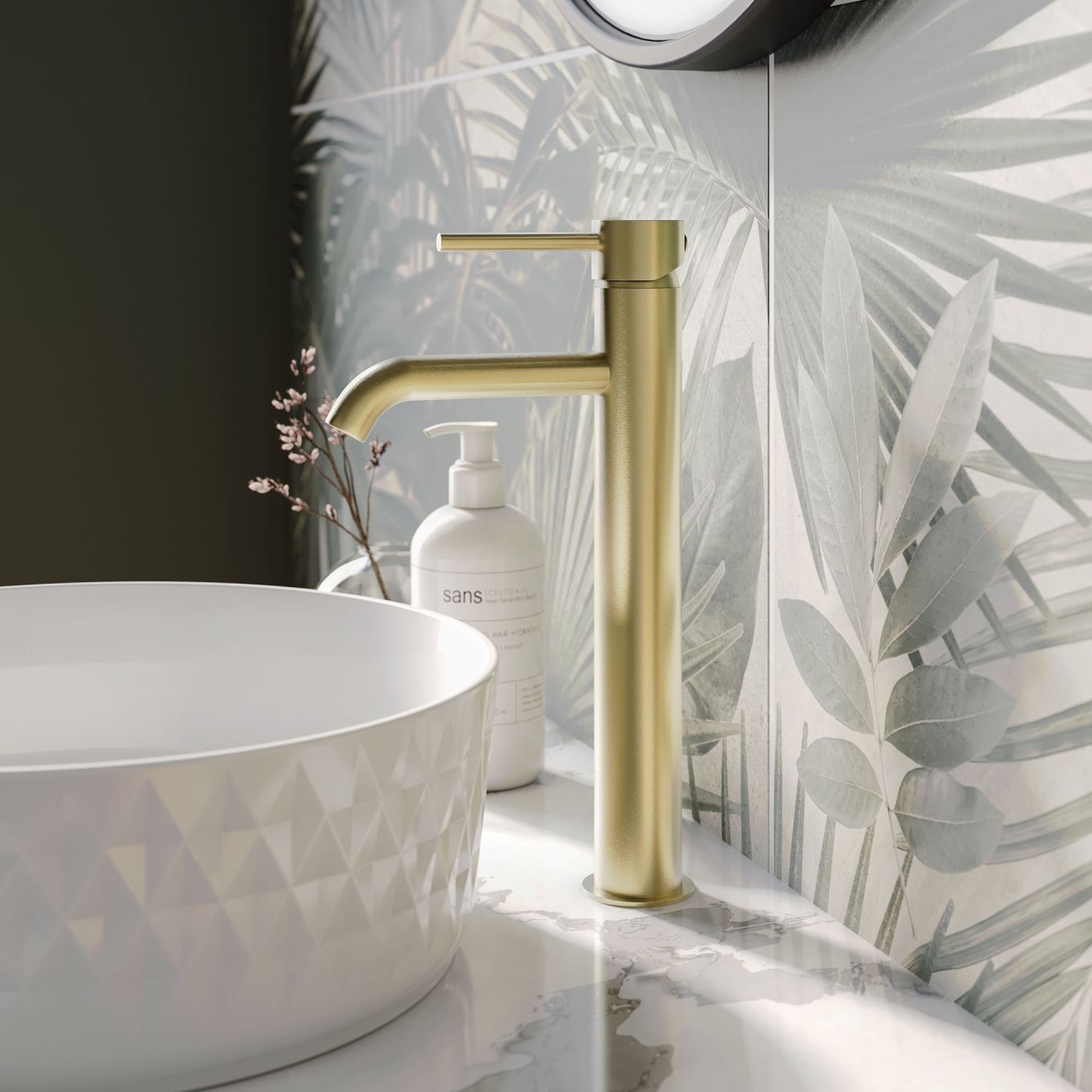 Elora Brushed Gold Tall Basin Mixer Tap