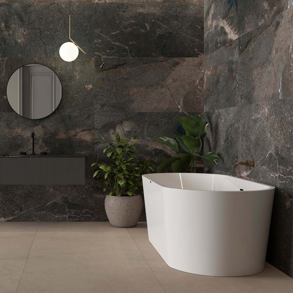 Zoltan Graphite Stone Effect Matt Porcelain Tile 600x1200mm
