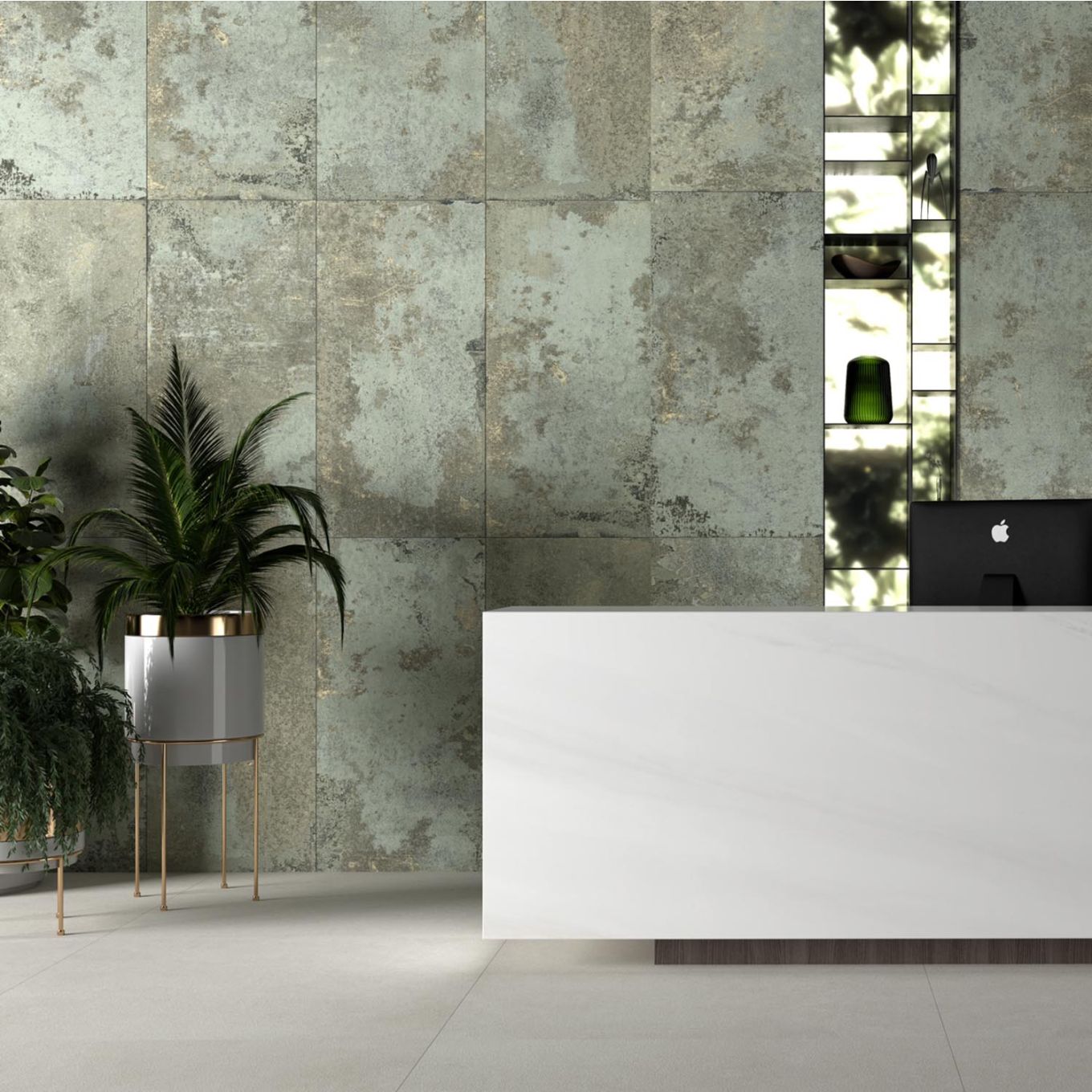 Brunel Green Lappato Porcelain Concrete Tile 1200x600mm