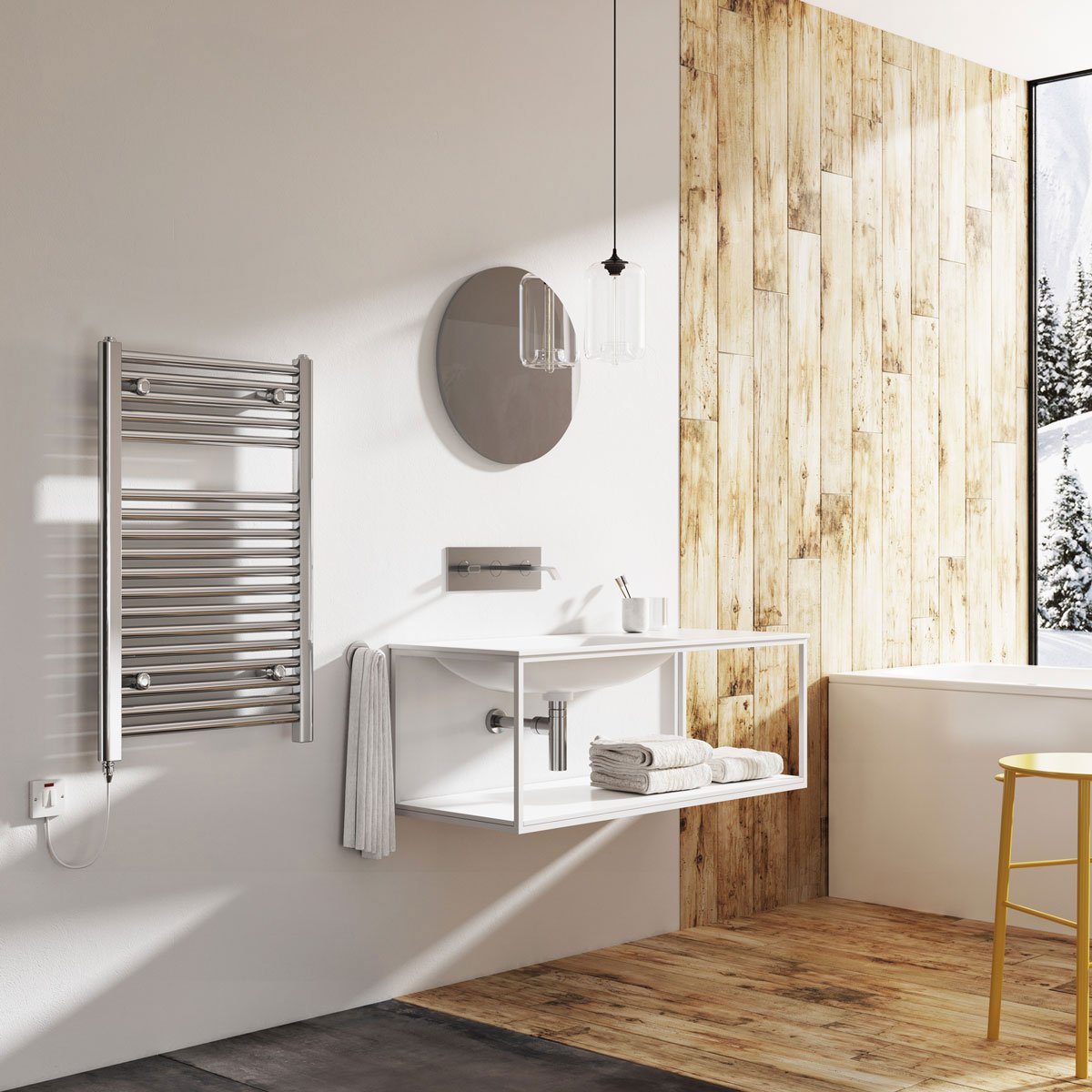 Neptune Chrome Electric Heated Towel Rail 770x500mm