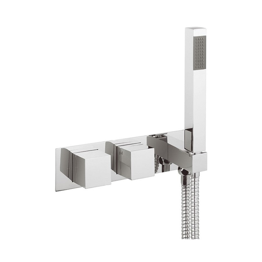 Water Square 2 Outlet 2 Handle Concealed Thermostatic Shower Valve & Handset