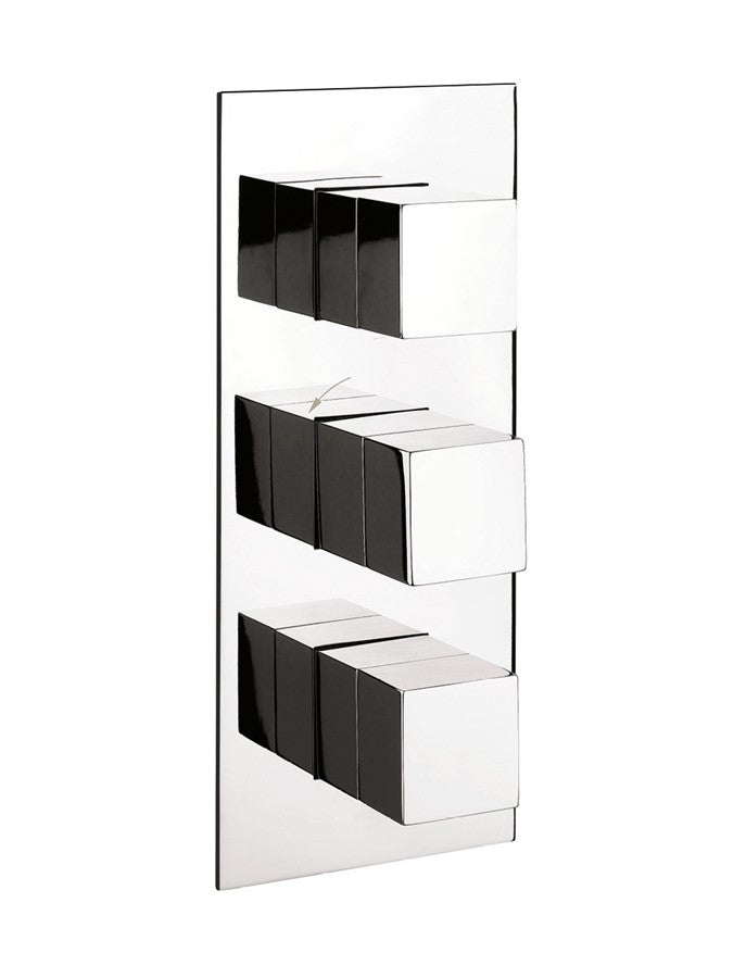 Water Square 2 Outlet 3 Handle Concealed Thermostatic Shower Valve Portrait
