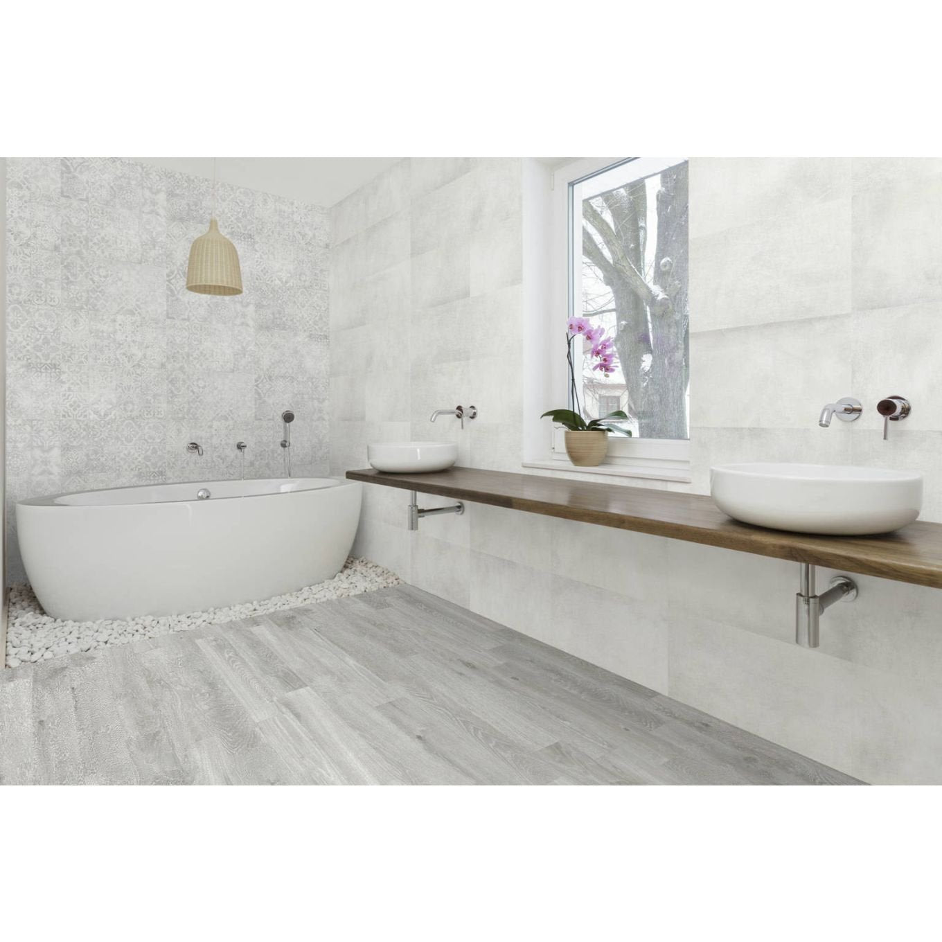 Lancer Blanco Concrete Effect Matt Ceramic Tile 300x900mm