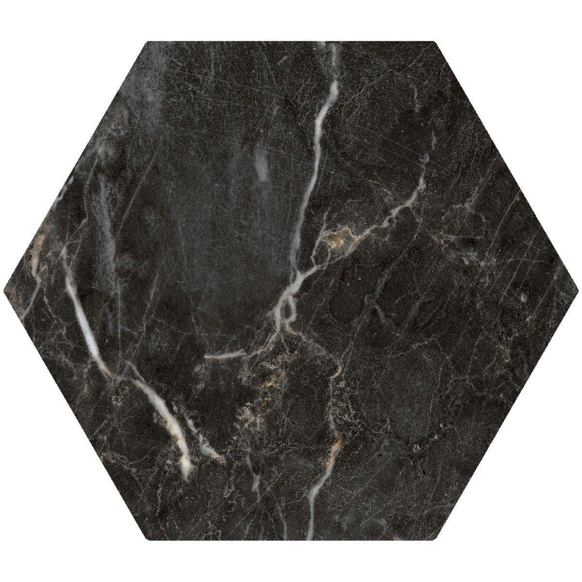 Salerno Black Matt Marble Hexagon Tile 198x228mm