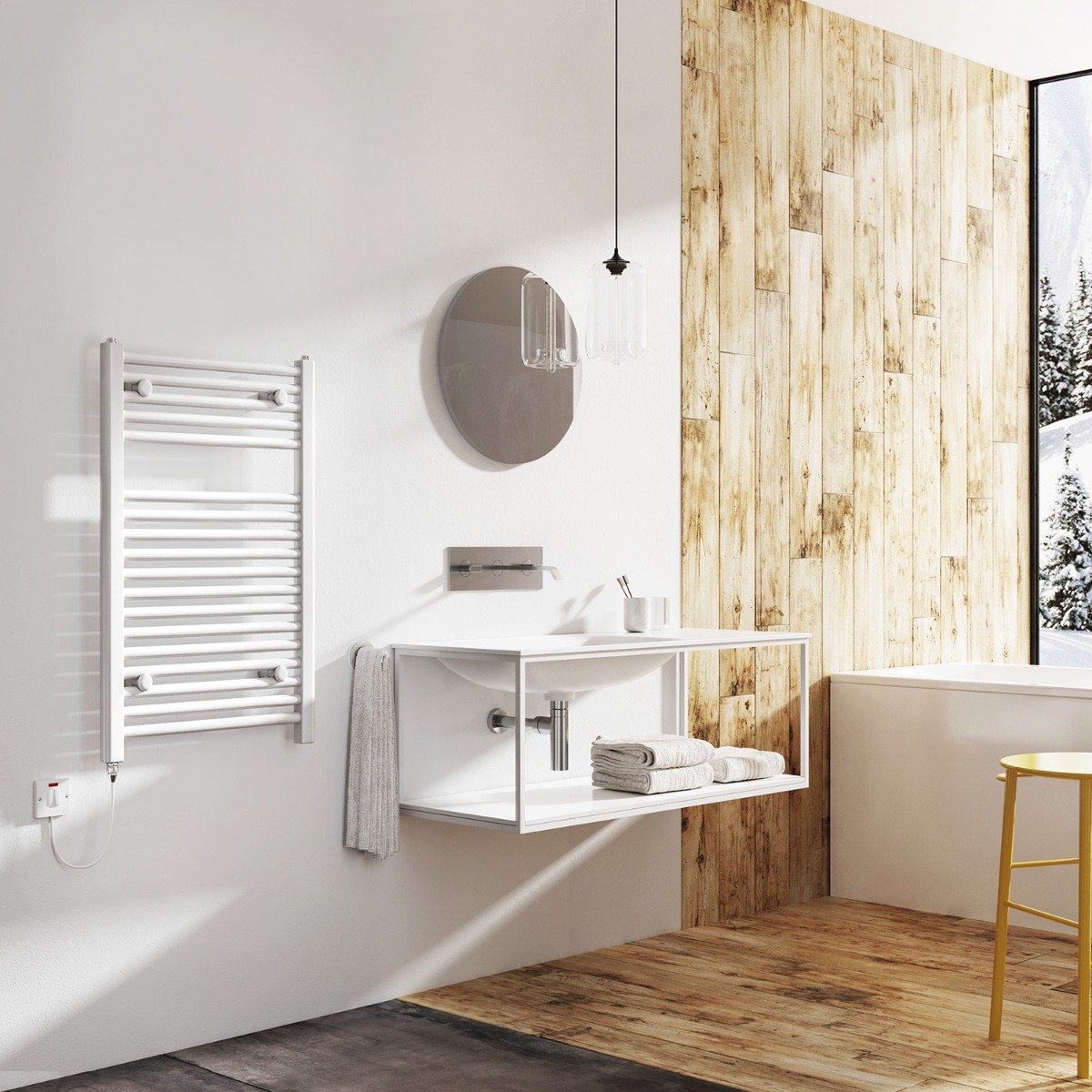 Neptune White Electric Heated Towel Rail 770x500mm