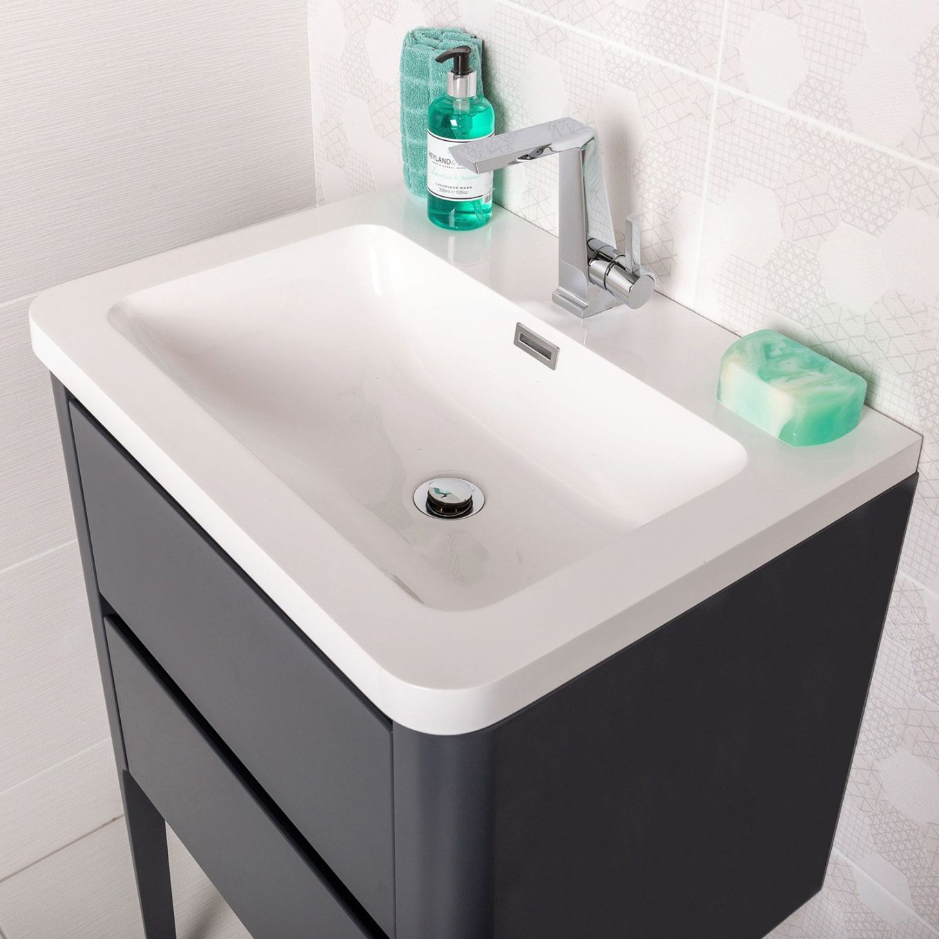 Stonehouse Slate Grey Vanity Unit with Integrated Basin 600mm
