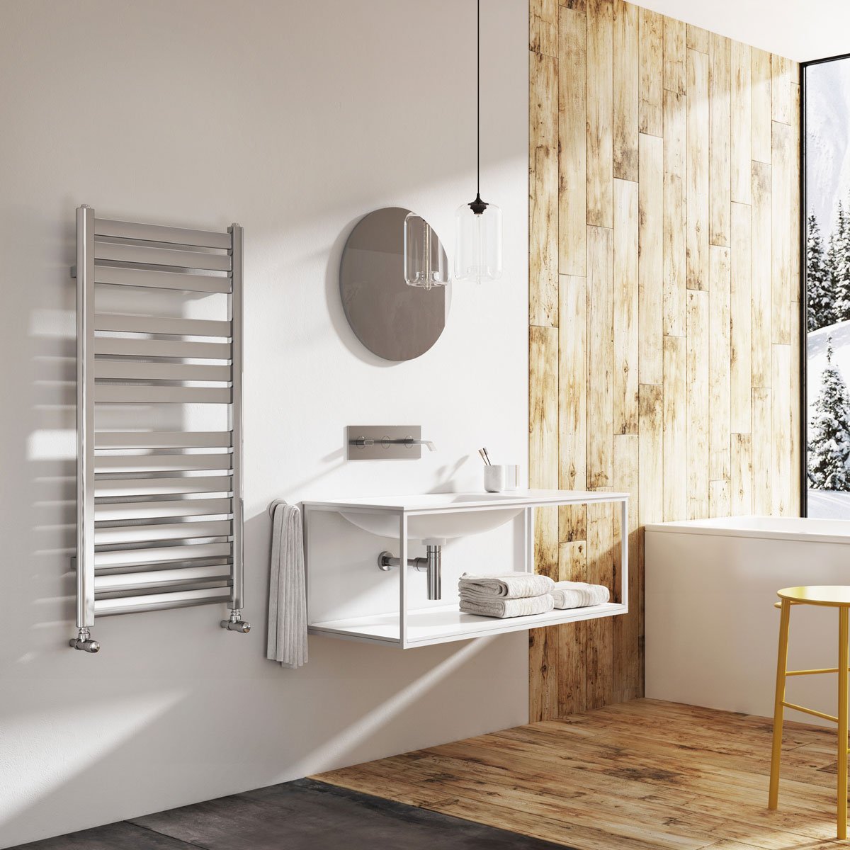 Portabello Chrome Heated Towel Rail 1000x500mm