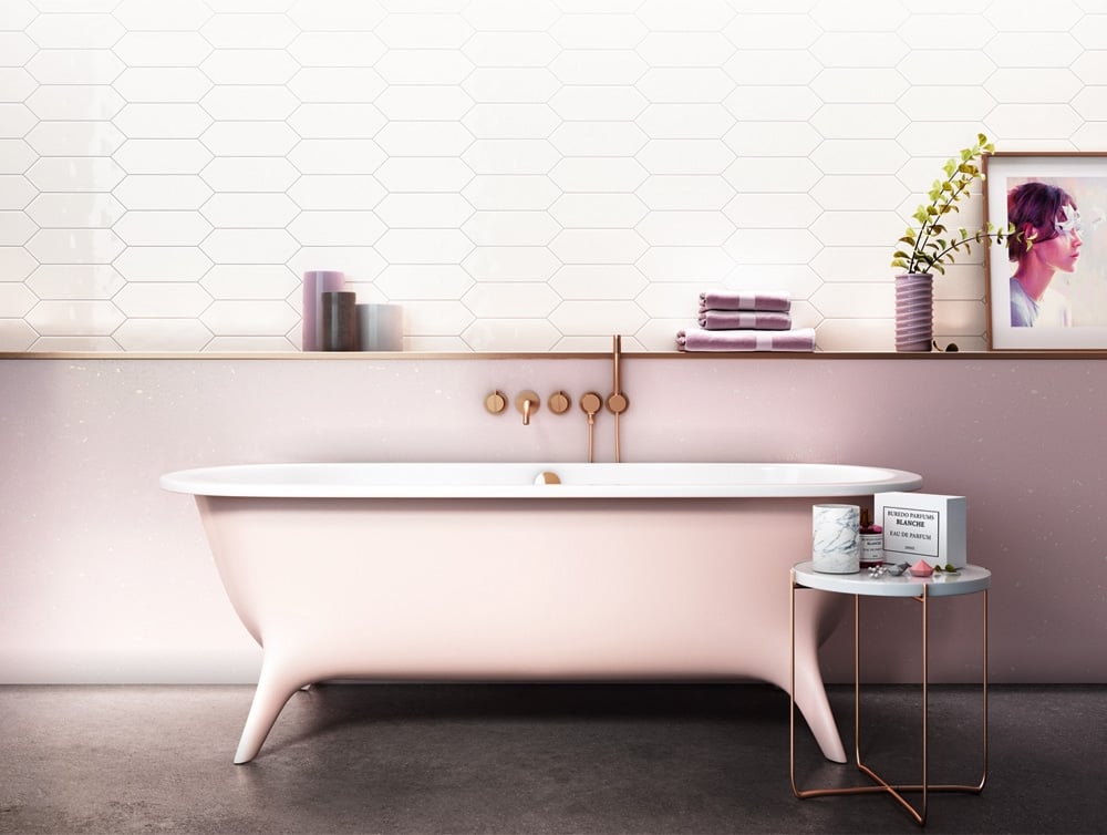 Pixagon White Gloss Ceramic Tile 100x300mm