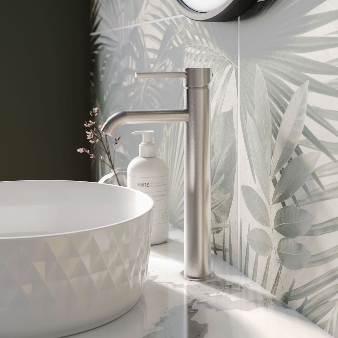 Elora Brushed Nickel Tall Basin Mixer Tap