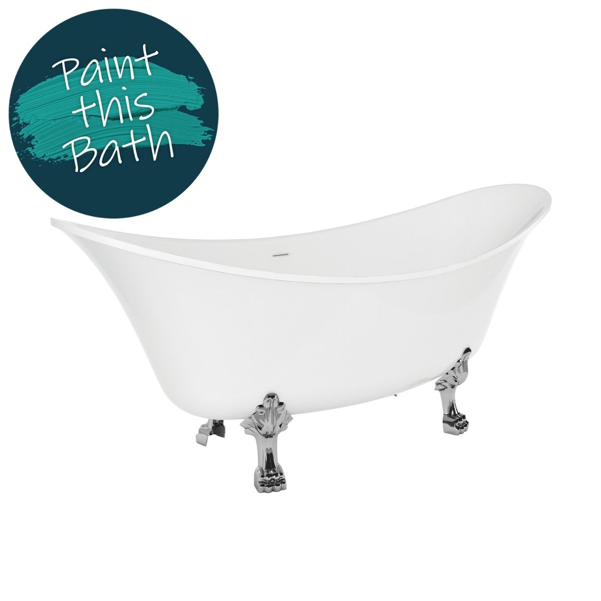 Ahana Traditional Freestanding Bath with Chrome Claw Feet 1730x750mm