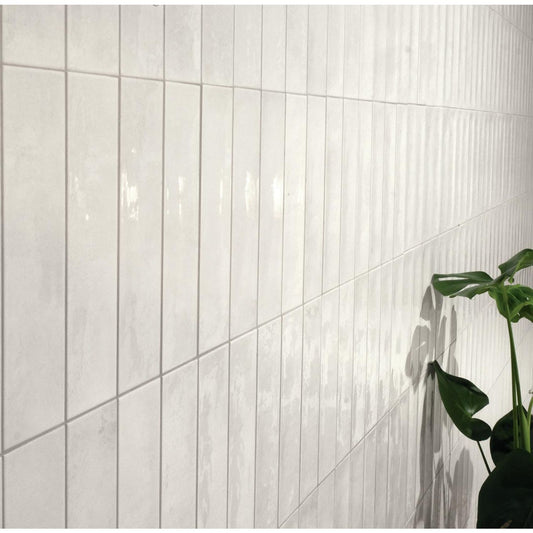 Babylon White Gloss Ceramic Brick Tile 246x60mm
